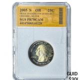 2005-S Washington Silver Quarter SGS PR70 CAM Oreg