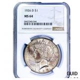 1926-D Silver Peace Dollar NGC MS64