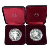 [2]1982-1983 Canada Silver Dollars w/Box .375oz Si