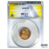 1938 Wheat Cent ANACS MS66 Red