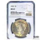 1922 Silver Peace Dollar NGC MS63