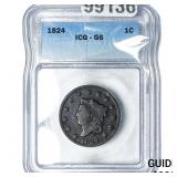 1824 Classic Head Large Cent ICG G6