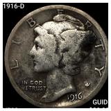 1916-D Mercury Dime LIGHTLY CIRCULATED