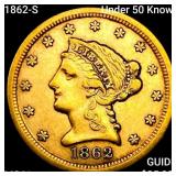 1862-S $2.50 Gold Quarter Eagle UNCIRCULATED