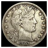 1907-D Silver Barber Quarter NEARLY UNCIRCULATED