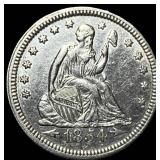 1854 Arrows Seated Liberty Quarter UNCIRCULATED