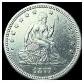 1877-CC Silver Seated Liberty Quarter UNCIRCULATED