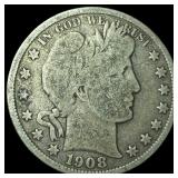 1908-D Silver Barber Half Dollar LIGHTLY CIRCULATE