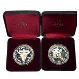[2]1982-1983 Canada Silver Dollars w/Box .375oz Si