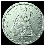 1857 Silver Seated Liberty Quarter UNCIRCULATED
