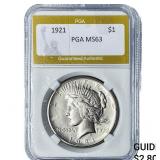 1921 Silver Peace Dollar PGA MS63