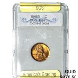 1945-D Wheat Cent SGS MS70