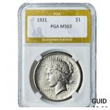 1921 Silver Peace Dollar PGA MS63