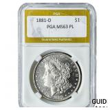 1881-O Morgan Silver Dollar PGA MS63PL