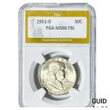 1951-D Franklin Half Dollar PGA MS66FBL