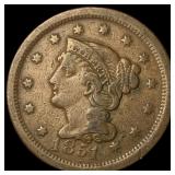1851 Braided Hair Large Cent NEARLY UNCIRCULATED