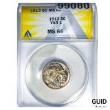 1913 Buffalo Nickel ANACS MS66 Var 1