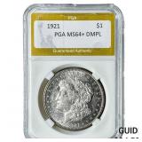 1921 Morgan Silver Dollar PGA MS64+DMPL