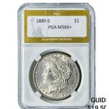 1889-S Morgan Silver Dollar PGA MS66+