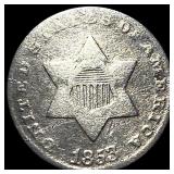 1853 Silver Three-Cent Piece ABOUT UNCIRCULATED