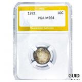 1892 Barber Dime PGA MS64