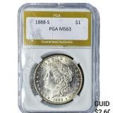 1888-S Morgan Silver Dollar PGA MS63