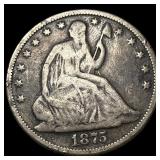 1875 Seated Liberty Half Dollar ABOUT  UNCIRCULAT