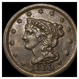 1853 Braided Hair Half Cent CHOICE AU