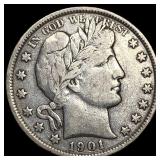 1901 Silver Half Dollar (Barber) NEARLY UNCIRCULAT