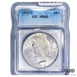 1922-D Silver Peace Dollar ICG MS65