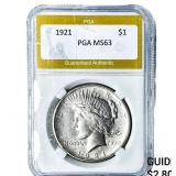 1921 Silver Peace Dollar PGA MS63