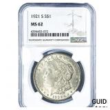1921-S Morgan Silver Dollar NGC MS62