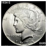 1934-S Silver Peace Dollar CHOICE AU