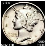 1918-D Mercury Dime CHOICE BU FSB