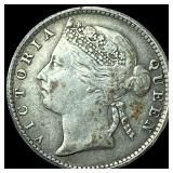 1896 Straits Settlements Silver 10 Cents LIGHTLY C