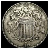 1867 Shield Nickel LIGHTLY CIRCULATED