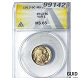 1913 Buffalo Nickel ANACS MS65 Vrar 1