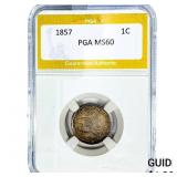1857 Flying Eagle Cent PGA MS60