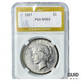 1927 Silver Peace Dollar PGA MS63