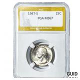 1947-S Washington Silver Quarter PGA MS67