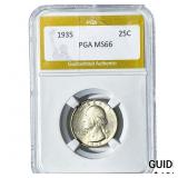 1935 Washington Silver Quarter PGA MS66