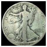 1918-D Silver Walking Liberty Half Dollar LIGHTLY