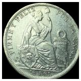 1907 Silver Â½ Sol Peru CLOSELY UNCIRCULATED