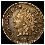 1863 Copper-Nickel Indian Head Cent NEARLY UNCIRCU