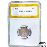 1907 Indian Head Cent PGA MS65 RB