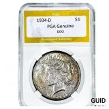 1934-D Silver Peace Dollar PGA Genuine