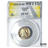 1913 Buffalo Nickel ANACS MS65 Var 1