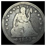 1853 Arrows/Rays Seated Liberty Silver  Quarter N