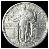 1917 Type 1 Standing Liberty Quarter CHOICE AU