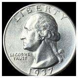1937 Silver Washington Quarter GEM BU